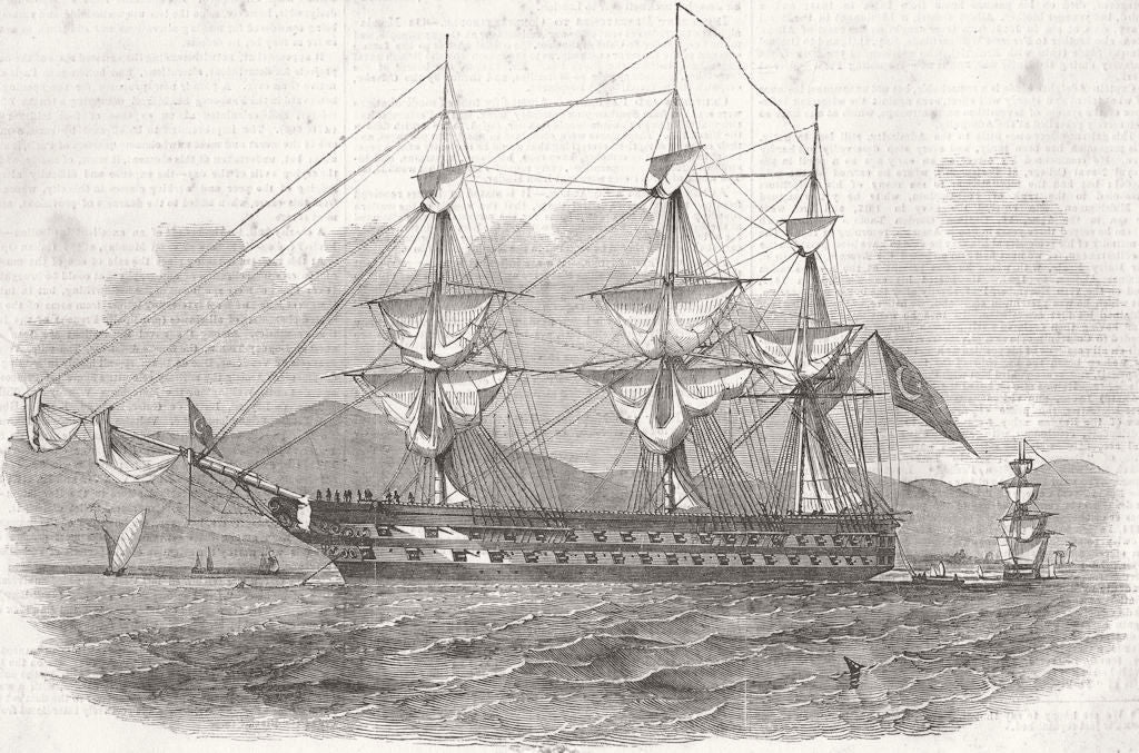 SHIPS. Slade(Muchaver Pacha)Nuzetieh, Victorious 1854 old antique print